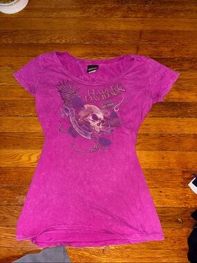 Harley-Davidson Magenta Skull Wing Graphic Tee